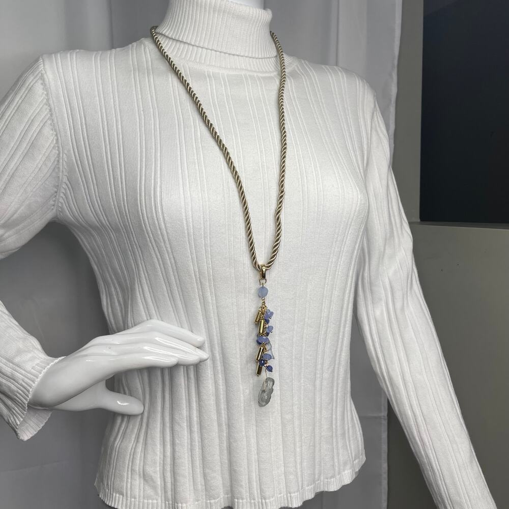 Chico's pendant necklace tassel signed costume jewelry bohemian boho neutral